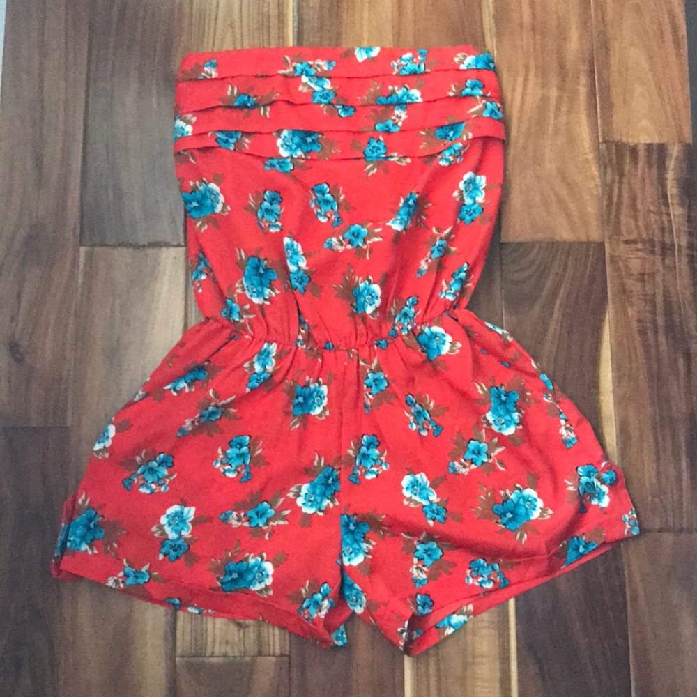 Orange floral romper